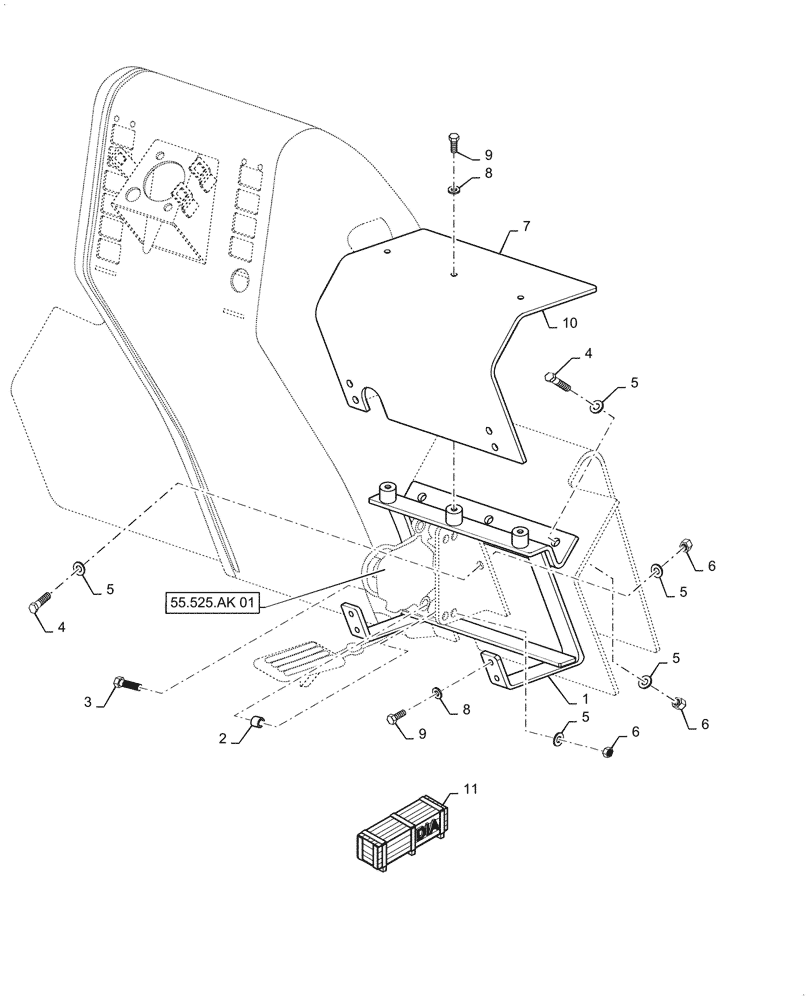 Схема запчастей Case 588H - (10.220.AA[01]) - THROTTLE CONTROL RELOCATION (10) - ENGINE