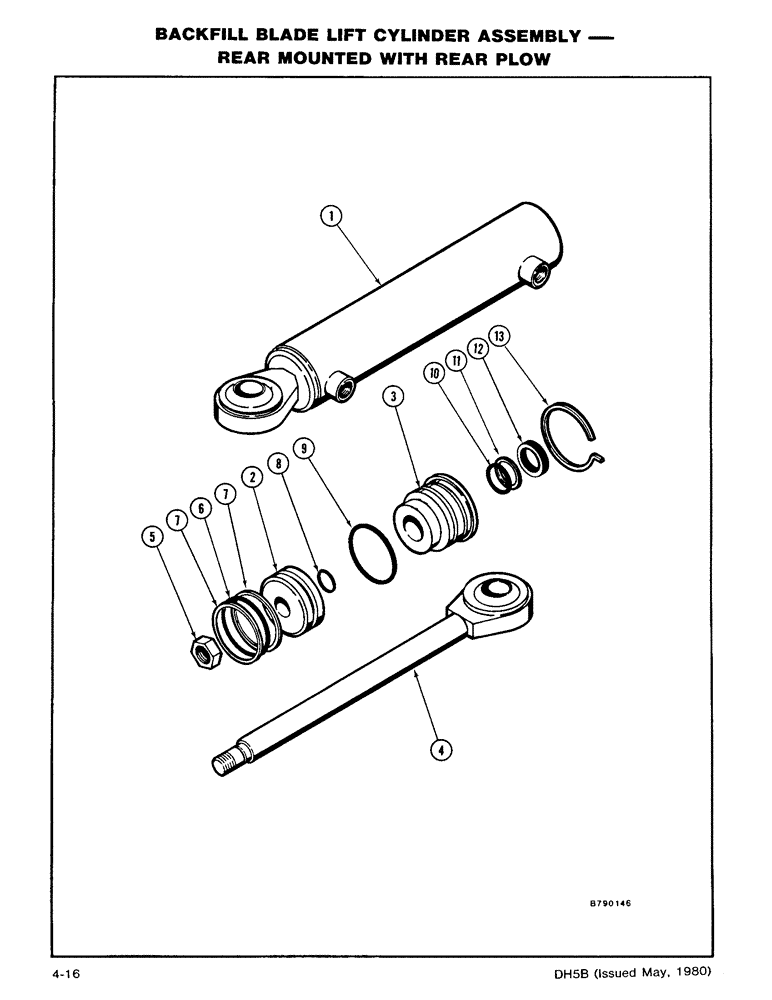 Схема запчастей Case DH5 - (4-16) - BACKFILL BLADE LIFT CYLINDER ASSEMBLY - REAR MOUNTED WITH REAR PLOW (35) - HYDRAULIC SYSTEMS