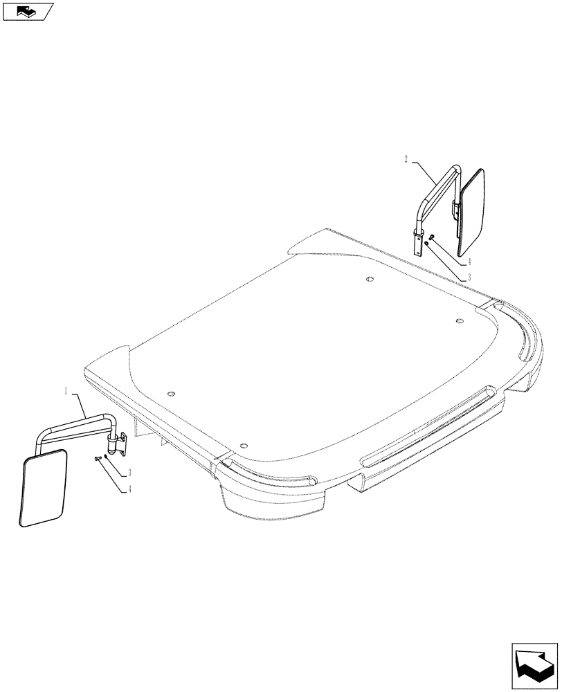 Схема запчастей Case 821F - (90.151.AK) - EXTERNAL REARVIEW MIRROR (90) - PLATFORM, CAB, BODYWORK AND DECALS