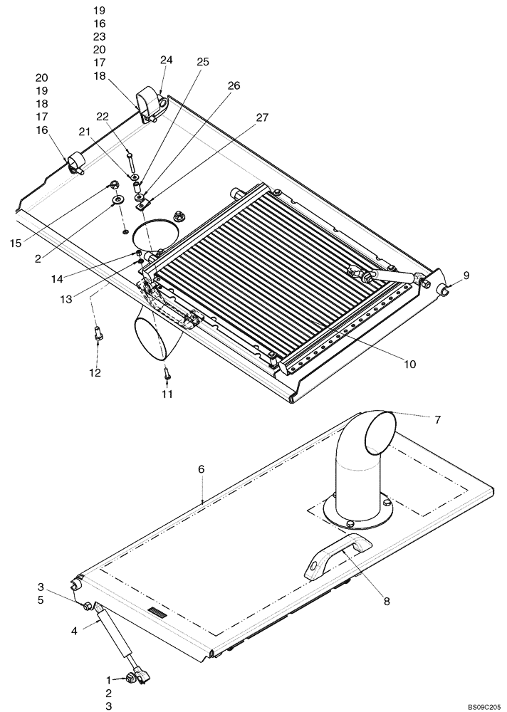 Схема запчастей Case 410 - (09-22) - HOOD - AIR CONDITIONING (09) - CHASSIS