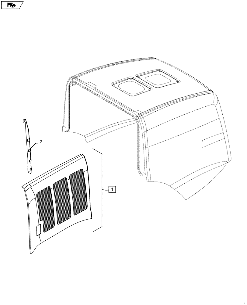 Схема запчастей Case 921F - (90.105.BZ[01]) - LEFT SIDE HOOD PANEL (90) - PLATFORM, CAB, BODYWORK AND DECALS