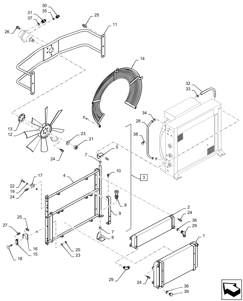 Схема запчастей Case 1221F - (10.400.BE[01]) - RADIATOR (10) - ENGINE