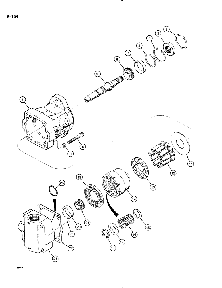 Схема запчастей Case DH4B - (6-154) - GROUND DRIVE MOTOR (06) - POWER TRAIN