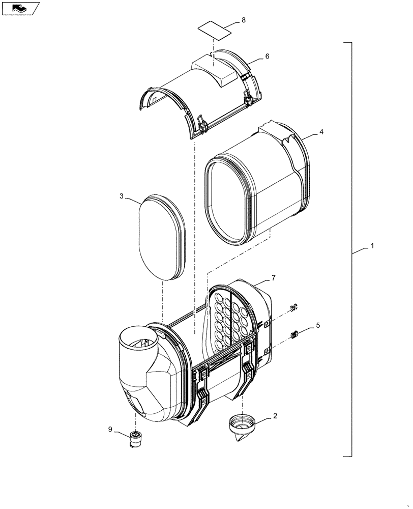 Схема запчастей Case 921F - (10.202.AB) - AIR CLEANER ASSEMBLY (10) - ENGINE