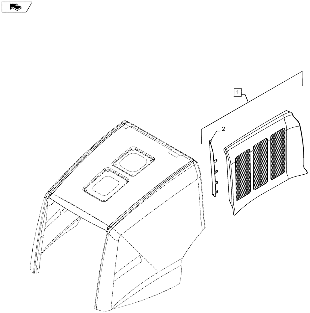 Схема запчастей Case 821F - (90.105.BZ[02]) - RIGHT SIDE HOOD PANEL (90) - PLATFORM, CAB, BODYWORK AND DECALS