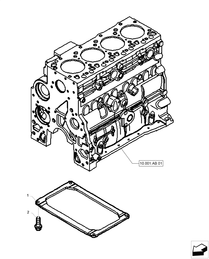 Схема запчастей Case F4HE0484D B101 - (10.001.AB[02]) - CYLINDER BLOCK & RELATED PARTS (10) - ENGINE