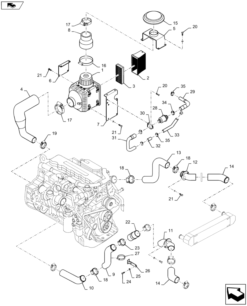 Схема запчастей Case 1221F - (10.202.AB) - AIR INTAKE (10) - ENGINE