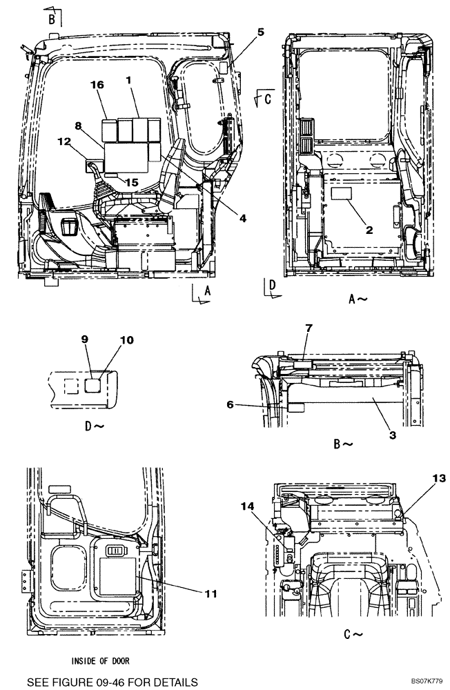 Схема запчастей Case CX225SR - (09-46) - DECAL - OPERATORS COMPARTMENT (09) - CHASSIS/ATTACHMENTS