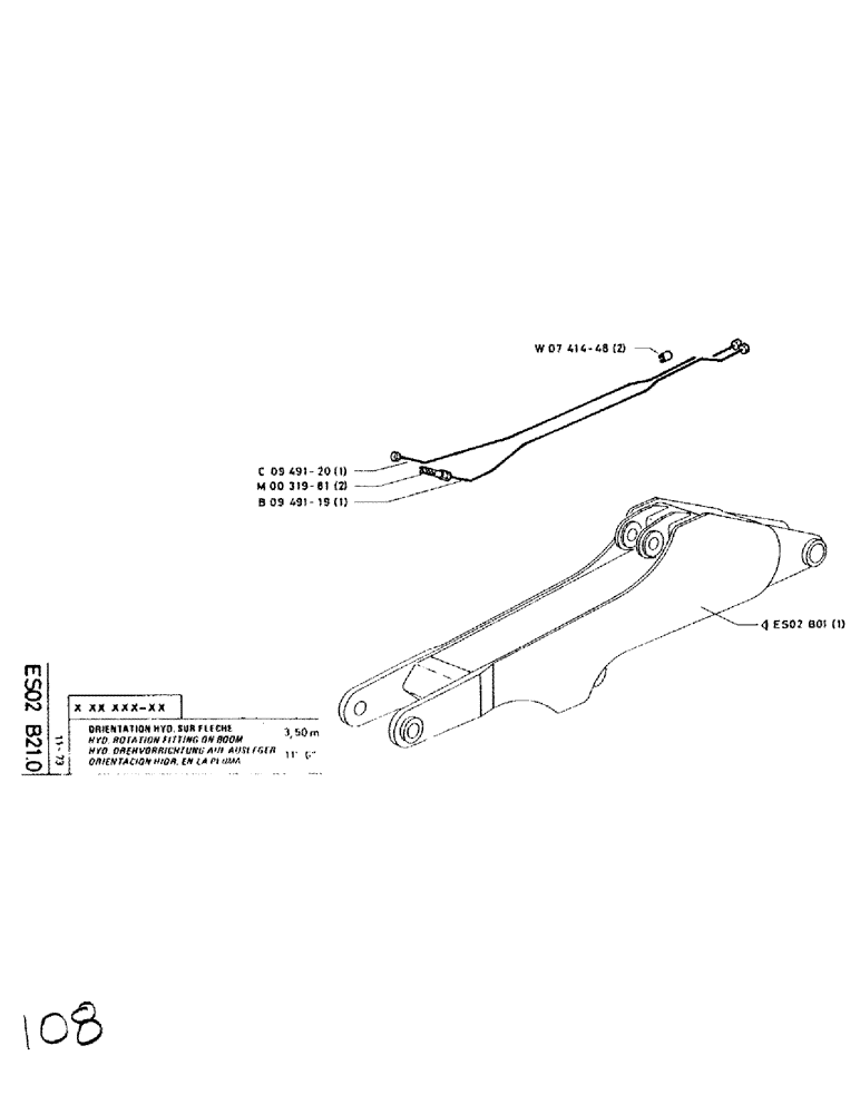 Схема запчастей Case SC150 - (108) - HYD. ROTATION FITTING ON BOOM 