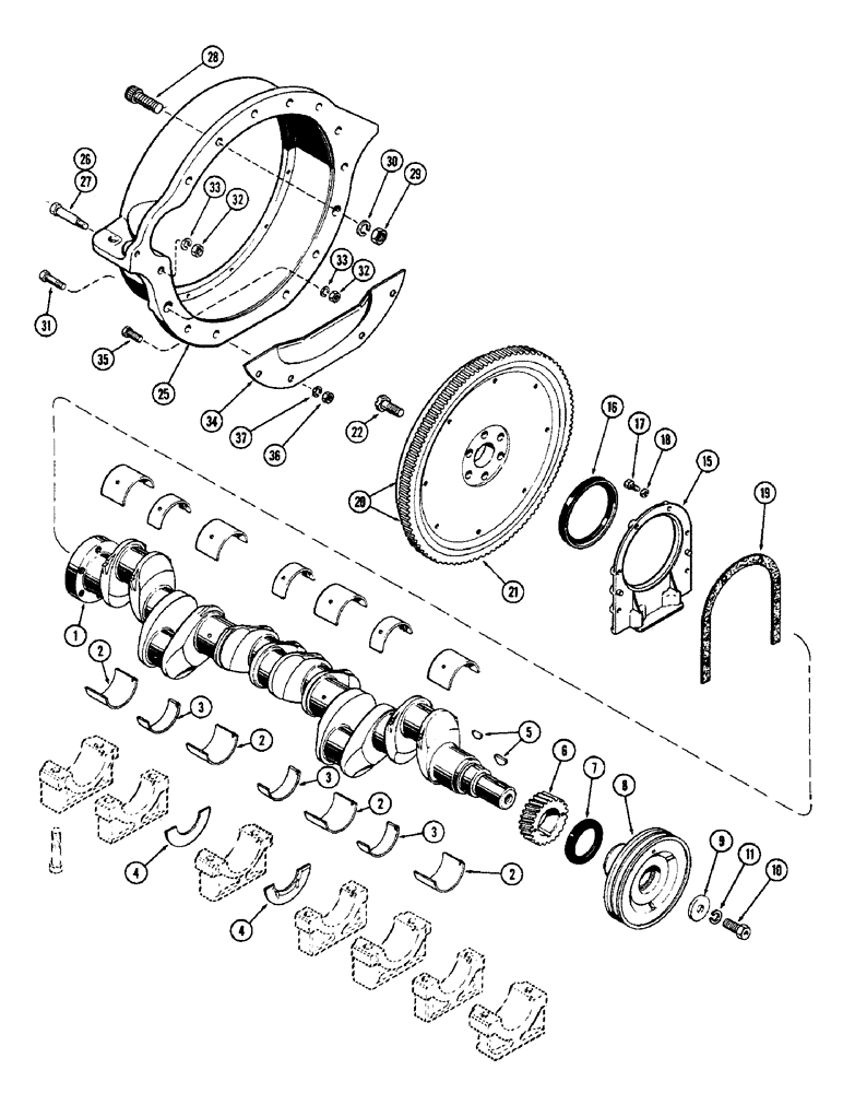 Схема запчастей Case W8E - (040) - CRANKSHAFT, FLYWHEEL & HOUSING, (377B) SPARK IGNITION ENGINE (02) - ENGINE