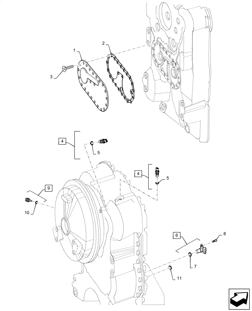 Схема запчастей Case 921F - (21.130.AZ) - TEMPERATURE SENDER, PUMP COVER, SPEED SENSOR (21) - TRANSMISSION