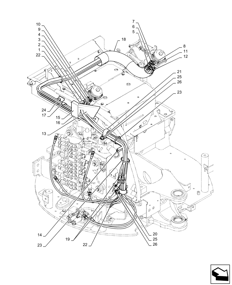 Схема запчастей Case CX27B ASN - (35.322.13[01]) - CONTROL LINES, REMOTE ASN PV13-33808 (35) - HYDRAULIC SYSTEMS