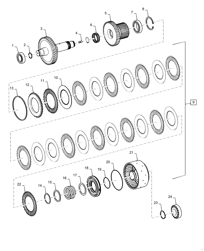 Схема запчастей Case 821F - (21.100.08) - TRANSMISSION, REVERSE CLUTCH ASSEMBLY (21) - TRANSMISSION