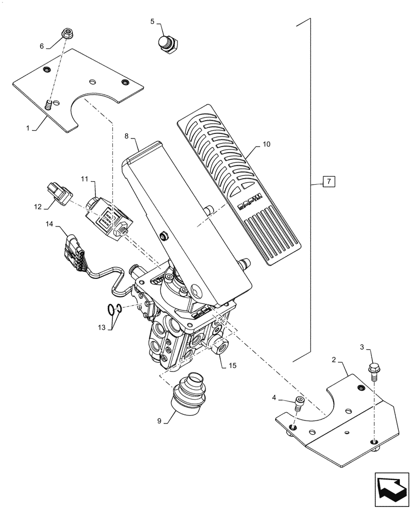 Схема запчастей Case 921F - (33.202.CM) - BRAKE VALVE INSTALLATION (33) - BRAKES & CONTROLS