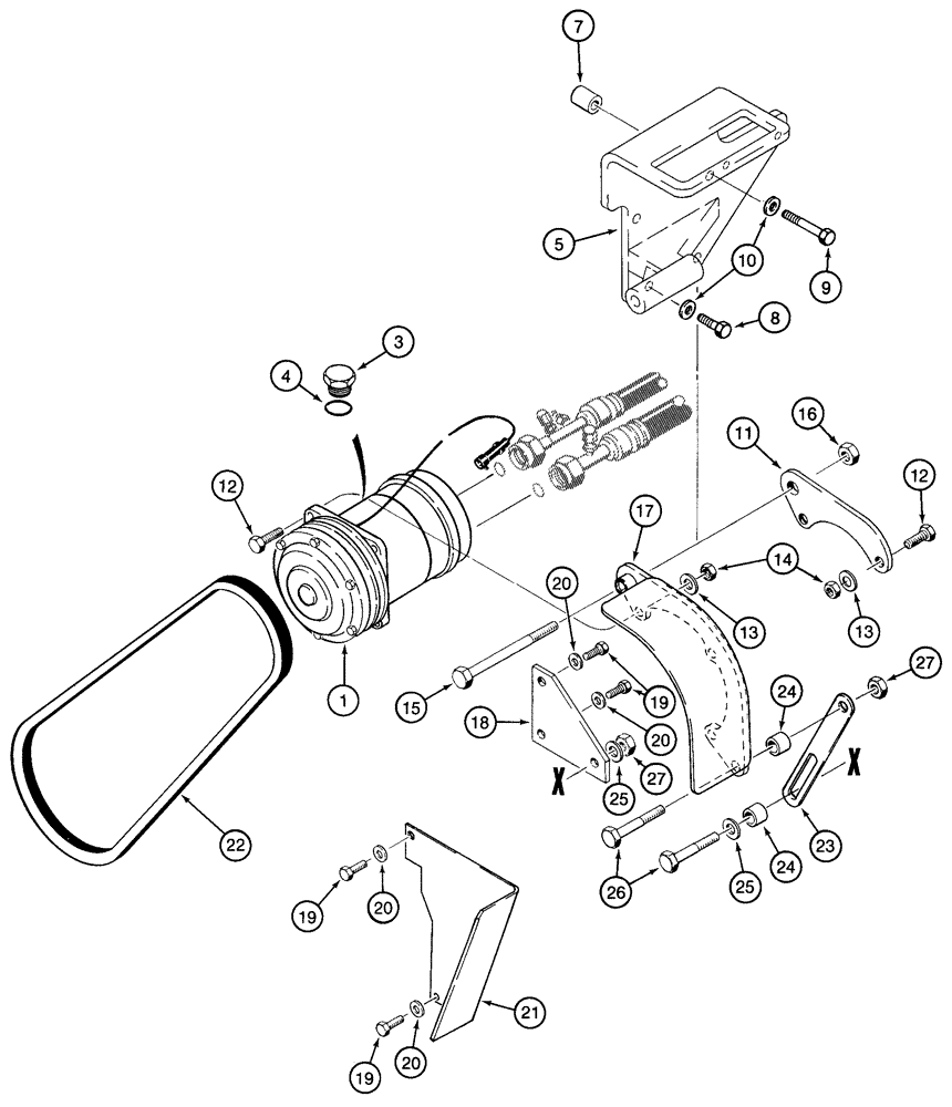 Схема запчастей Case 921C - (09-66) - AIR CONDITIONING - COMPRESSOR MOUNTING (09) - CHASSIS