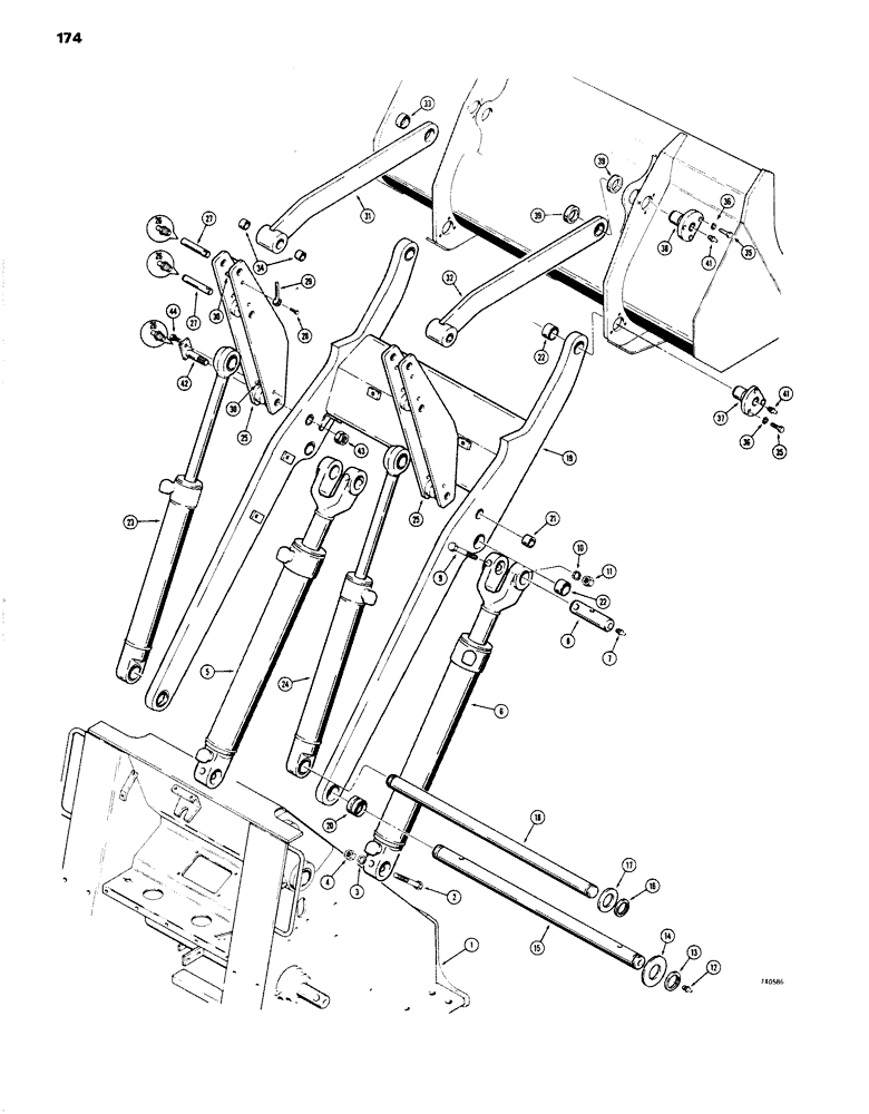 Схема запчастей Case W14 - (174) - LOADER LIFT FRAME AND RELATED PARTS (09) - CHASSIS