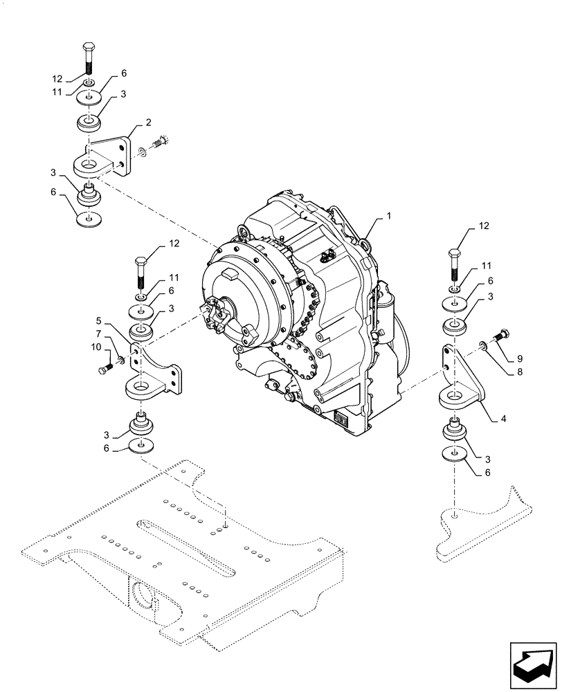 Схема запчастей Case 921F - (21.113.AD) - TRANSMISSION INSTALLATION, 4 SPEED (21) - TRANSMISSION