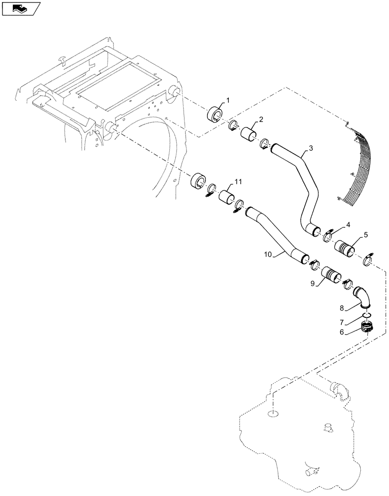 Схема запчастей Case 921F - (10.400.AP[01]) - COOLING SYSTEM LINE INSTALLATION (10) - ENGINE