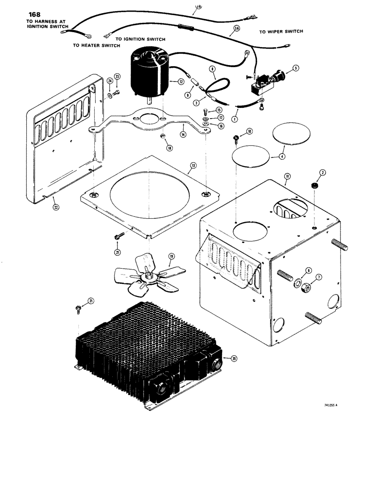 Схема запчастей Case W14 - (168) - CAB HEATER AND WIRING (09) - CHASSIS