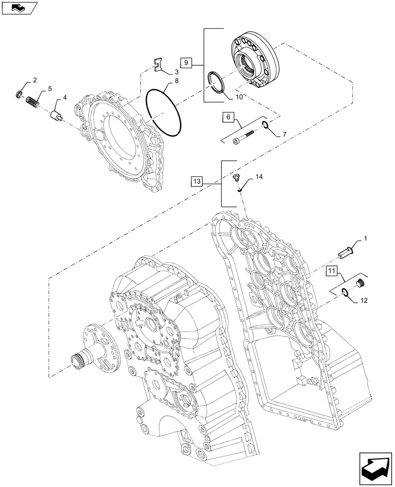 Схема запчастей Case 821F - (21.100.AS) - OIL PUMP AND REGULATOR VALVE (21) - TRANSMISSION