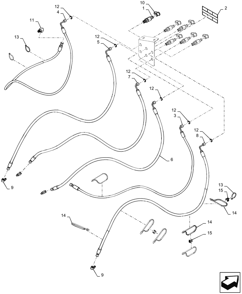 Схема запчастей Case 1150M LT - (35.525.AA[01]) - DIAGNOSTIC , HOSE (35) - HYDRAULIC SYSTEMS