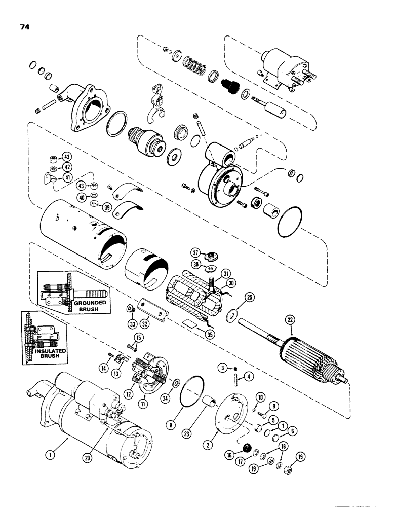 Схема запчастей Case W26B - (074) - D42964 STARTER, (504BDT) DIESEL ENGINE (04) - ELECTRICAL SYSTEMS