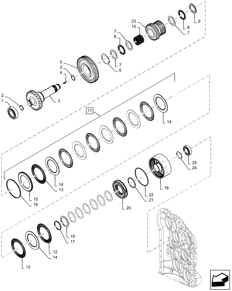 Схема запчастей Case 821G - (21.155.040[01]) - VAR - 424225 - 4TH GEAR CLUTCH ASSEMBLY, 5 SPEED (21) - TRANSMISSION