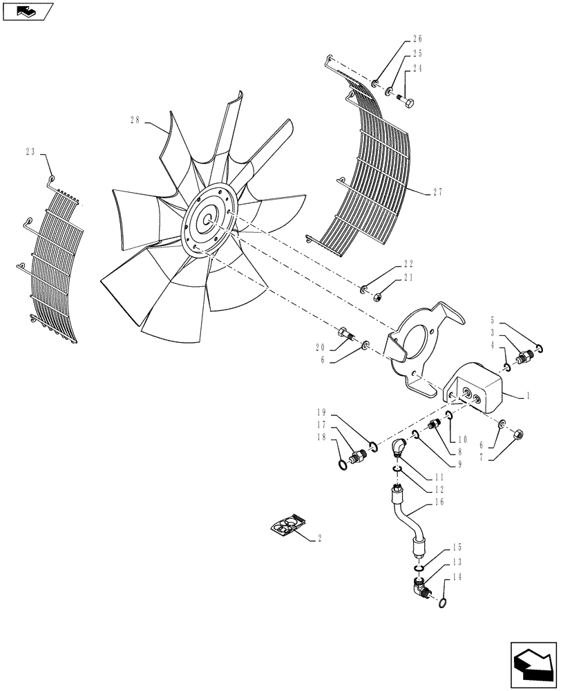 Схема запчастей Case 921F - (35.000.AB) - FAN DRIVE ASSEMBLY (35) - HYDRAULIC SYSTEMS