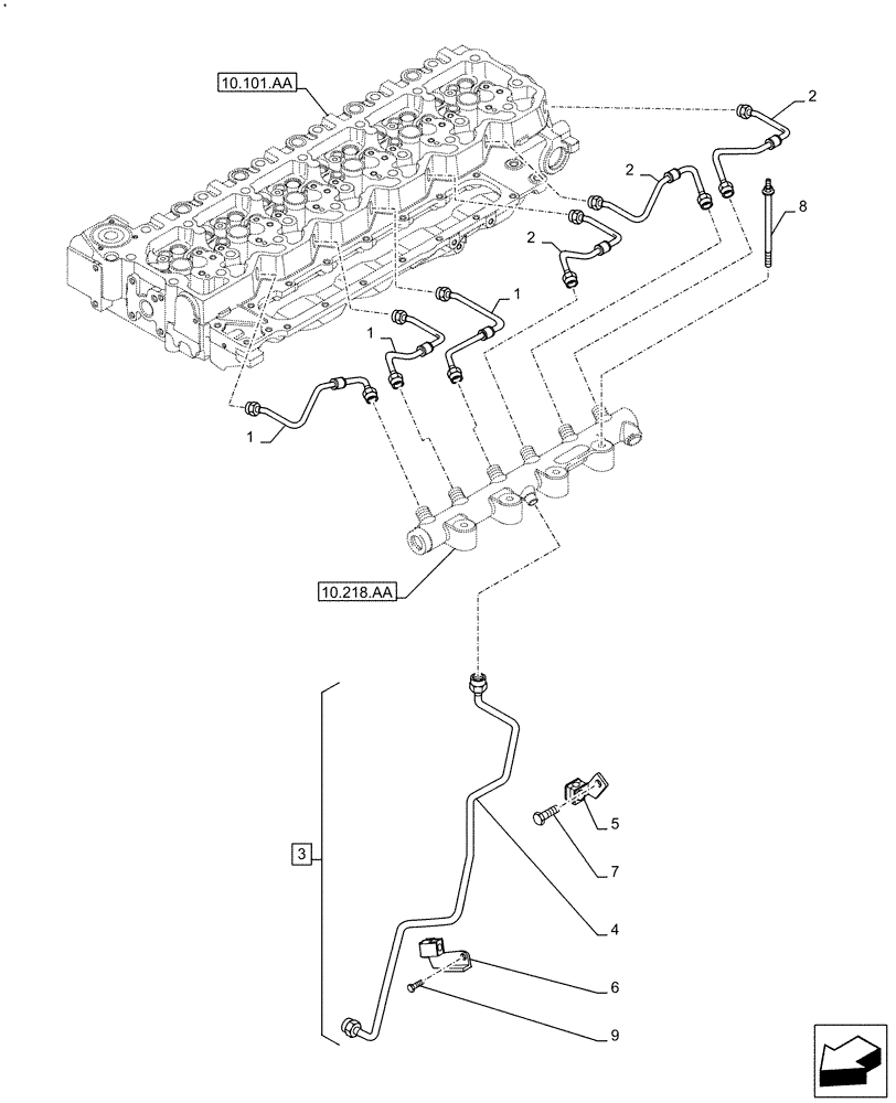 Схема запчастей Case F4HFE613C B004 - (10.218.AI[01]) - INJECTION PIPE (10) - ENGINE