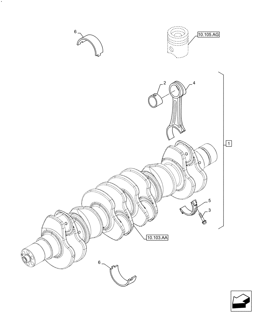 Схема запчастей Case F4HFE613C B004 - (10.105.AB) - CONNECTING ROD (10) - ENGINE