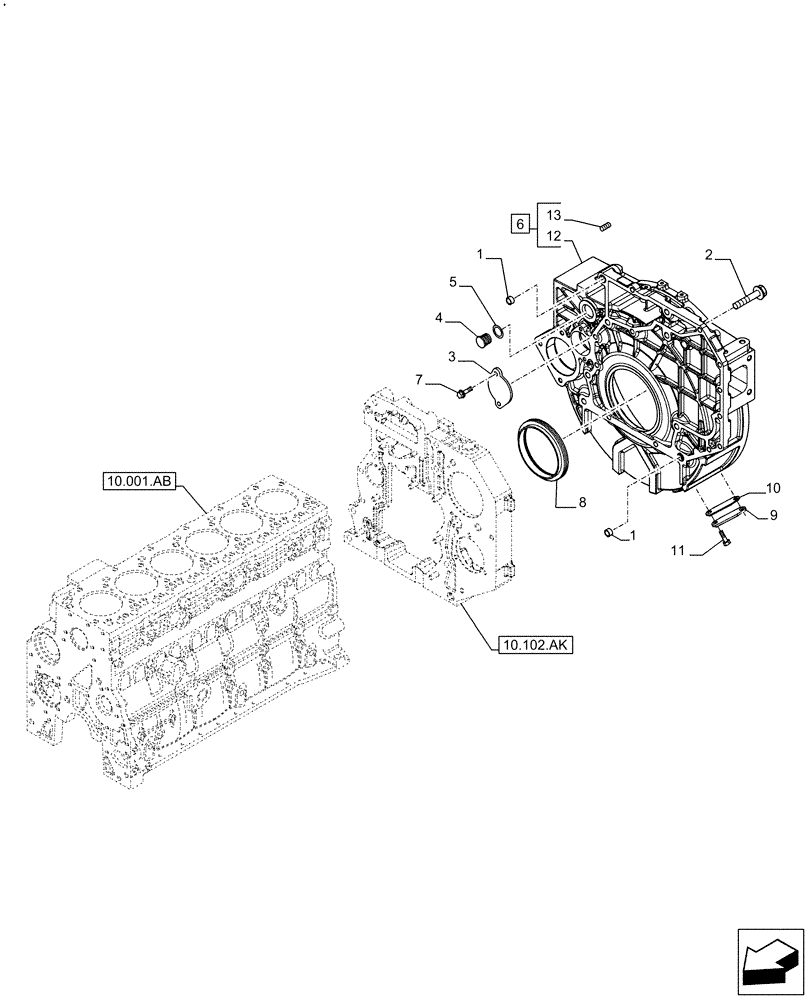 Схема запчастей Case F4HFE613C B004 - (10.103.AK) - FLYWHEEL & HOUSING (10) - ENGINE