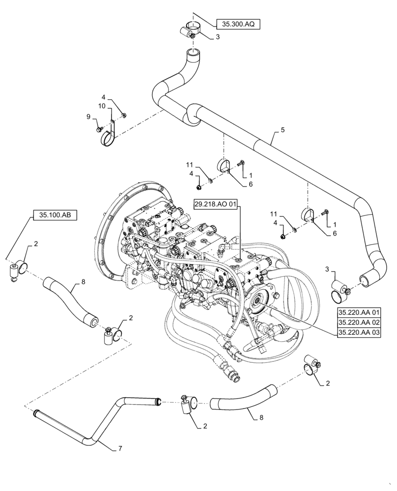 Схема запчастей Case SR250 - (29.204.AB[06]) - E-H EHF PUMP AND CONTROL VALVE, SUPPLY LINES (23-MAR-2015 & PRIOR) (29) - HYDROSTATIC DRIVE