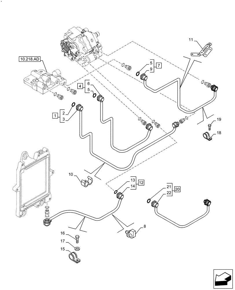 Схема запчастей Case F4HFE613C B004 - (10.210.AF) - FUEL LINE (10) - ENGINE