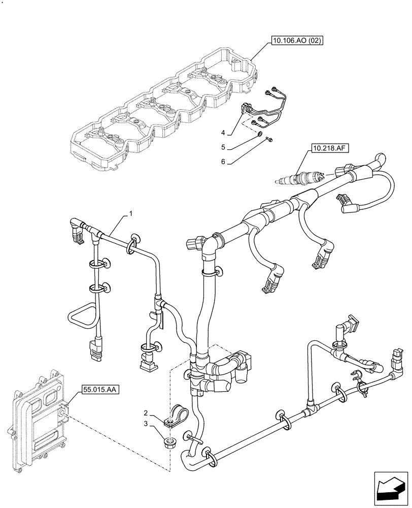 Схема запчастей Case F4HFE613C B004 - (55.010.AA) - ENGINE, CABLE (55) - ELECTRICAL SYSTEMS