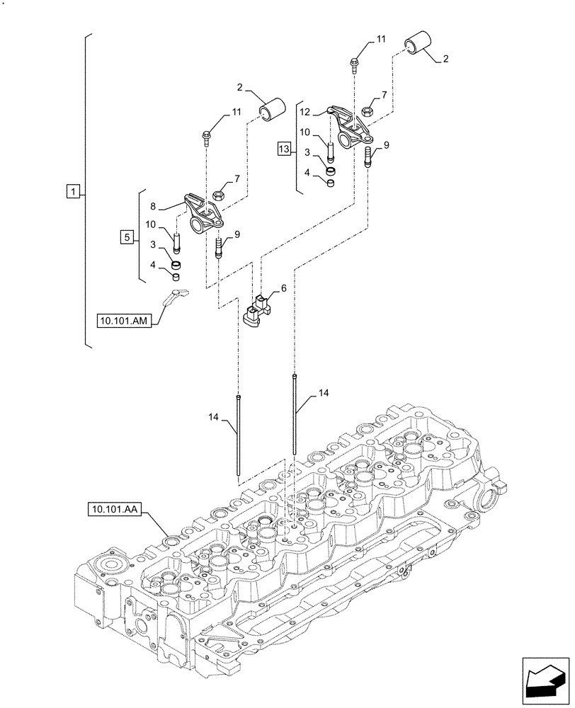 Схема запчастей Case F4HFE613C B004 - (10.106.AO[01]) - ROCKER ARM (10) - ENGINE