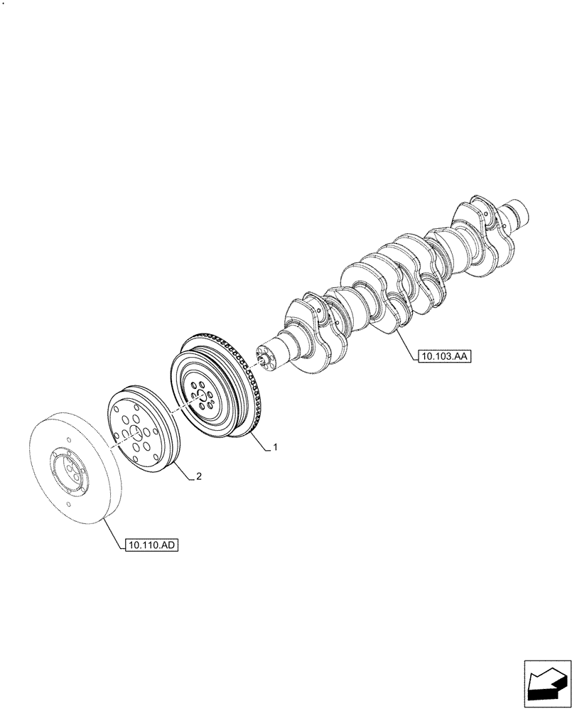 Схема запчастей Case F4HFE613C B004 - (10.103.AG) - CRANKSHAFT, PULLEY (10) - ENGINE