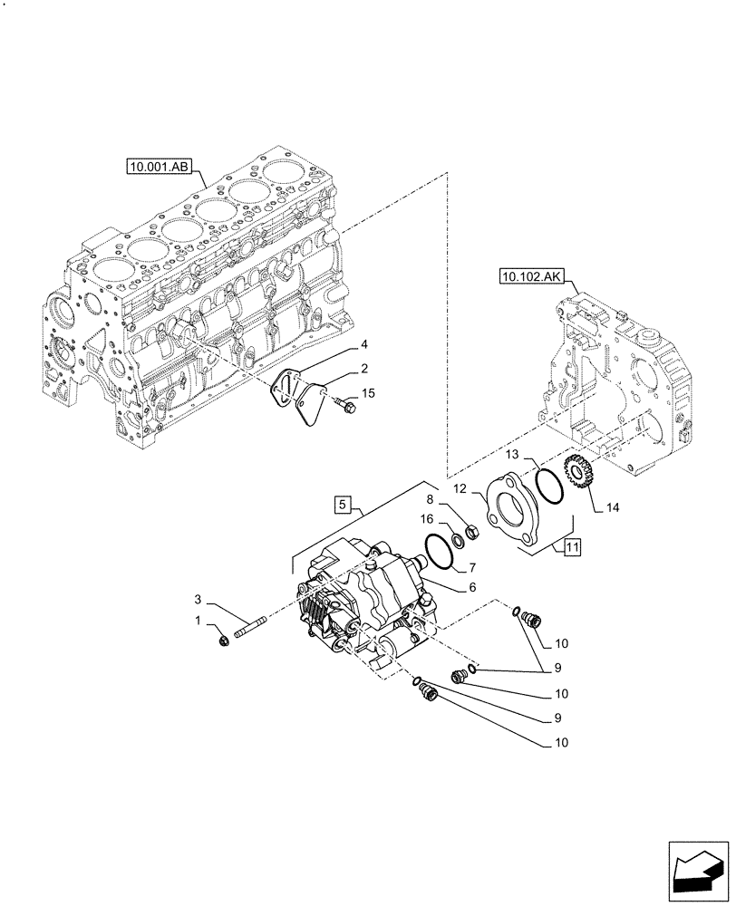 Схема запчастей Case F4HFE613C B004 - (10.218.AQ) - FUEL INJECTION PUMP (10) - ENGINE