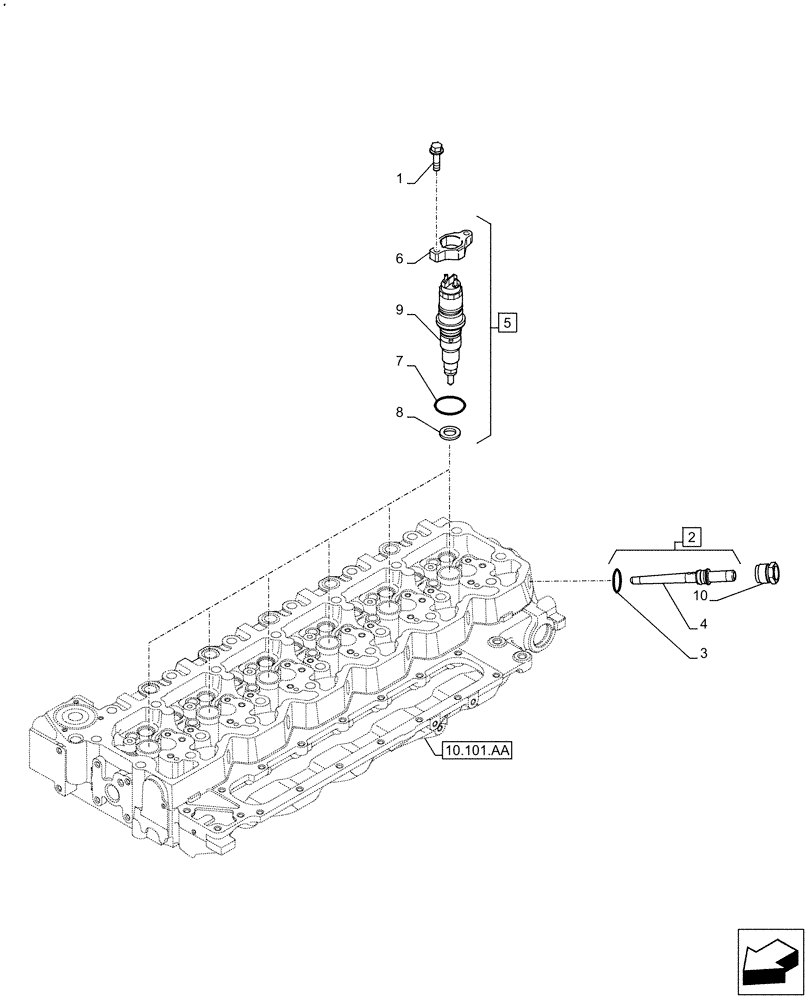 Схема запчастей Case F4HFE613C B004 - (10.218.AF) - FUEL INJECTOR (10) - ENGINE