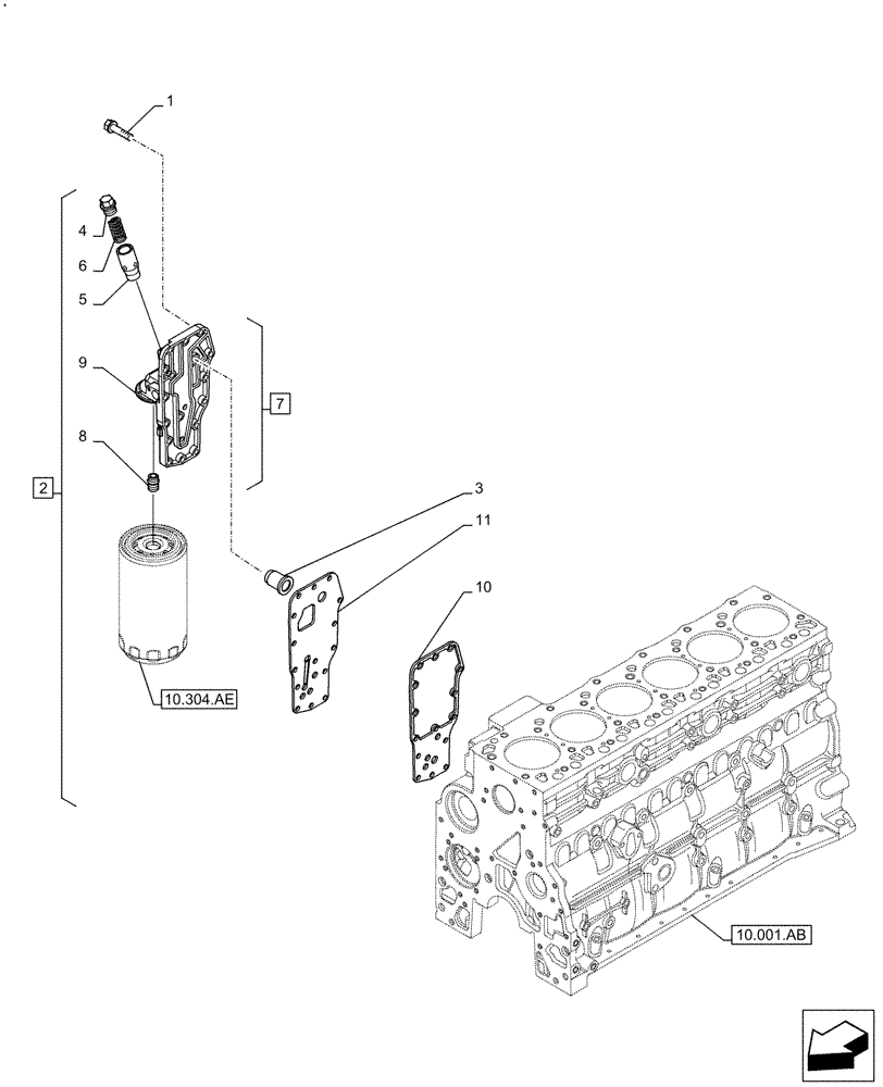 Схема запчастей Case F4HFE613C B004 - (10.408.AC) - ENGINE, HEAT EXCHANGER (10) - ENGINE