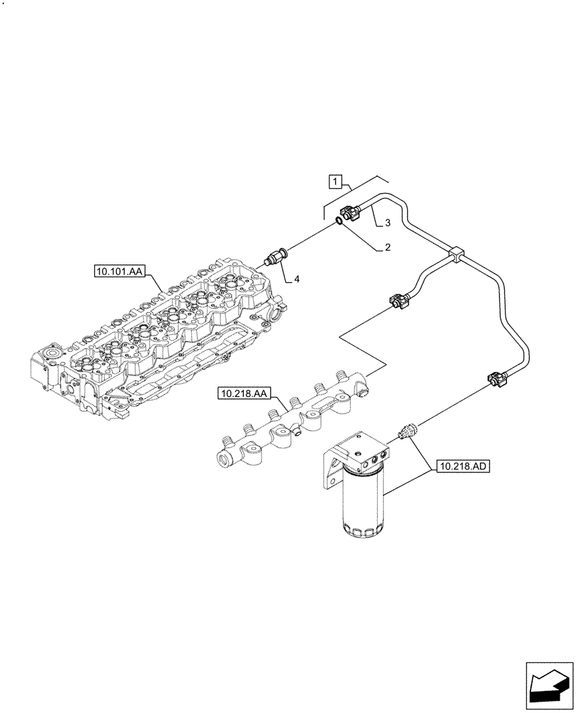 Схема запчастей Case F4HFE613C B004 - (10.218.AI[02]) - INJECTION PIPE (10) - ENGINE