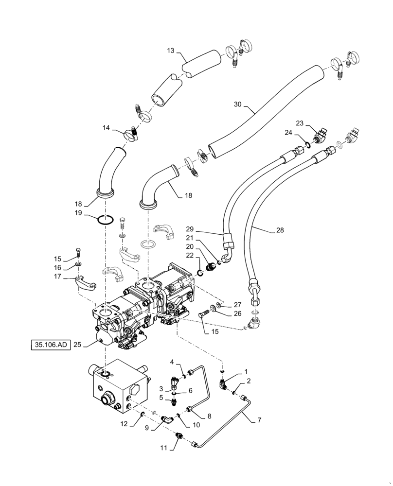 Схема запчастей Case 821F - (41.200.BY[01]) - PRIORITY VALVE AND HYDRAULIC PUMP INSTALLATION (41) - STEERING