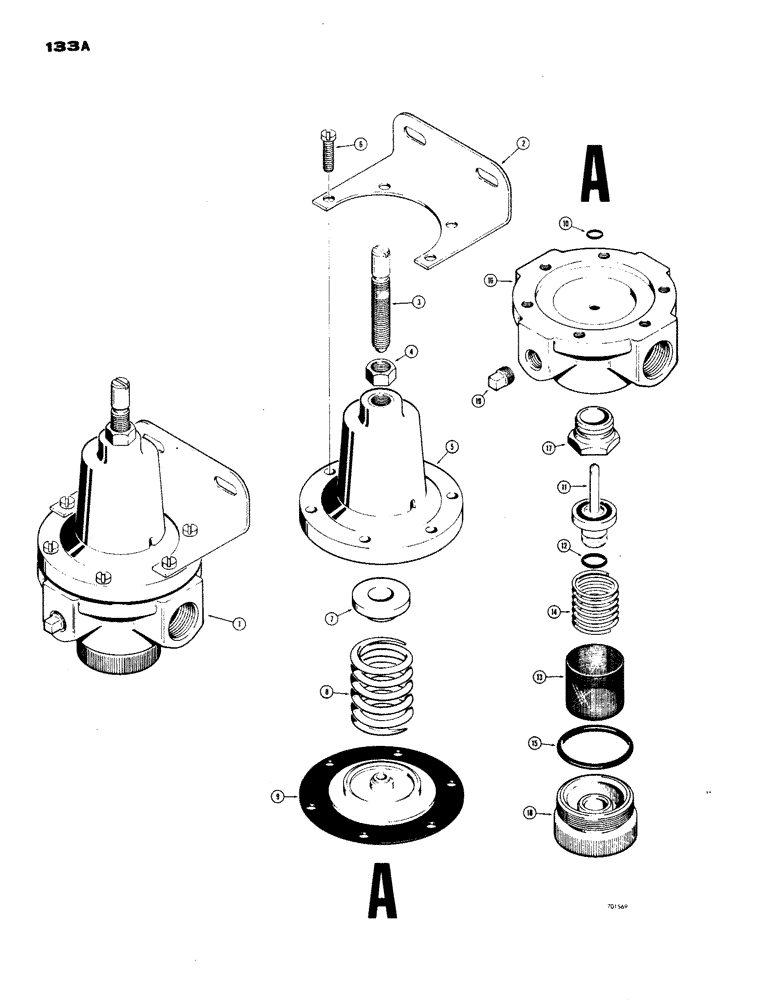 Схема запчастей Case W24 - (133A) - BRAKE SYSTEM, L41657 AIR REGULATOR VALVE (07) - BRAKES