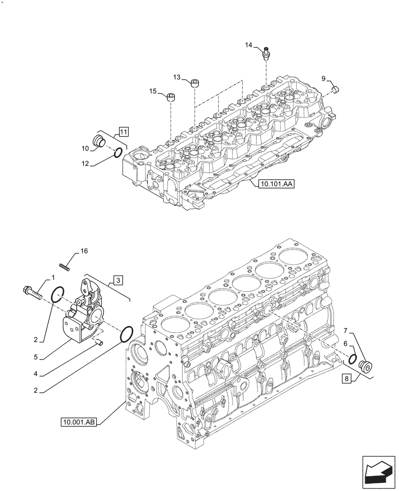 Схема запчастей Case F4HFE613C B004 - (10.400.AE) - ENGINE, COOLING SYSTEM LINE (10) - ENGINE