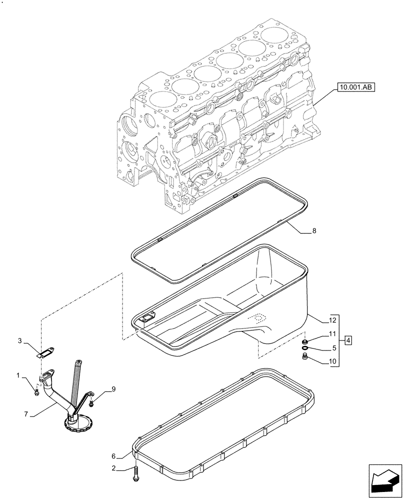 Схема запчастей Case F4HFE613C B004 - (10.102.AP) - ENGINE OIL PAN (10) - ENGINE