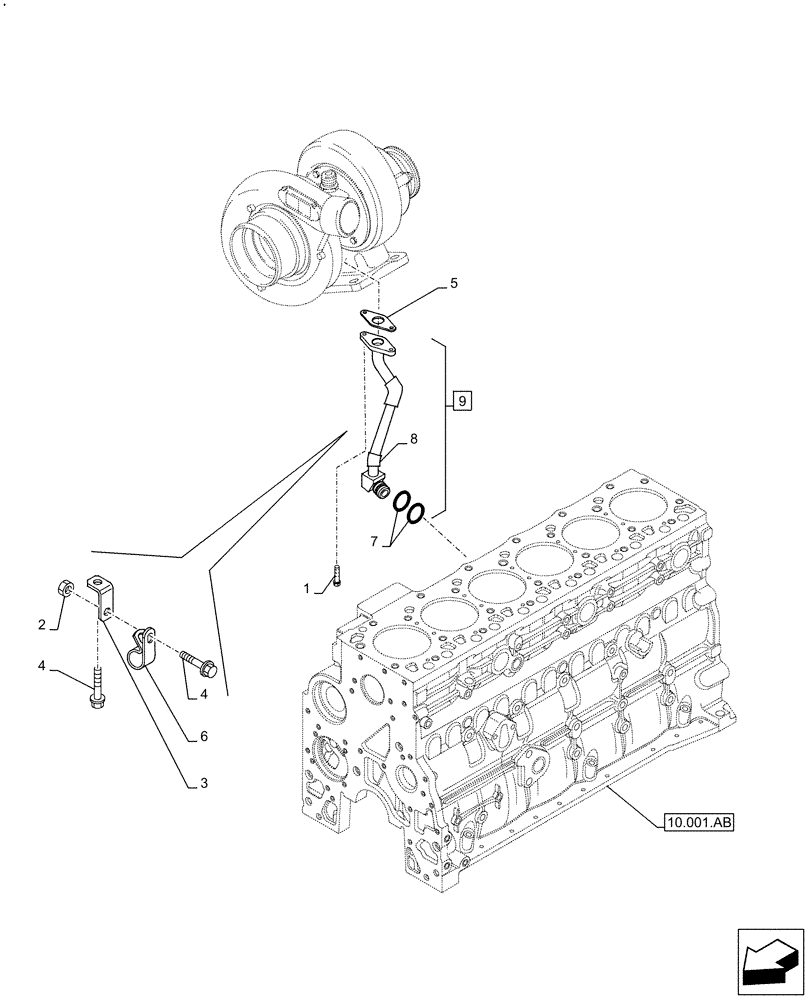 Схема запчастей Case F4HFE613C B004 - (10.250.AE) - TURBOCHARGER LINE (10) - ENGINE