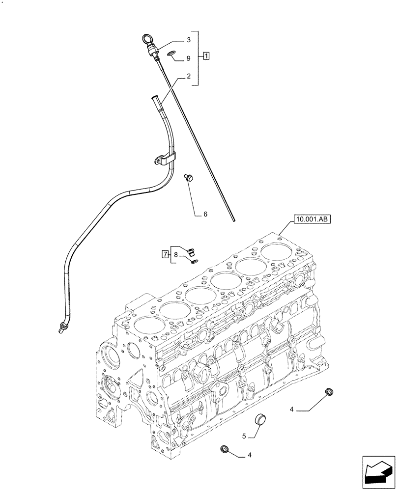 Схема запчастей Case F4HFE613C B004 - (10.304.AS) - DIPSTICK (10) - ENGINE