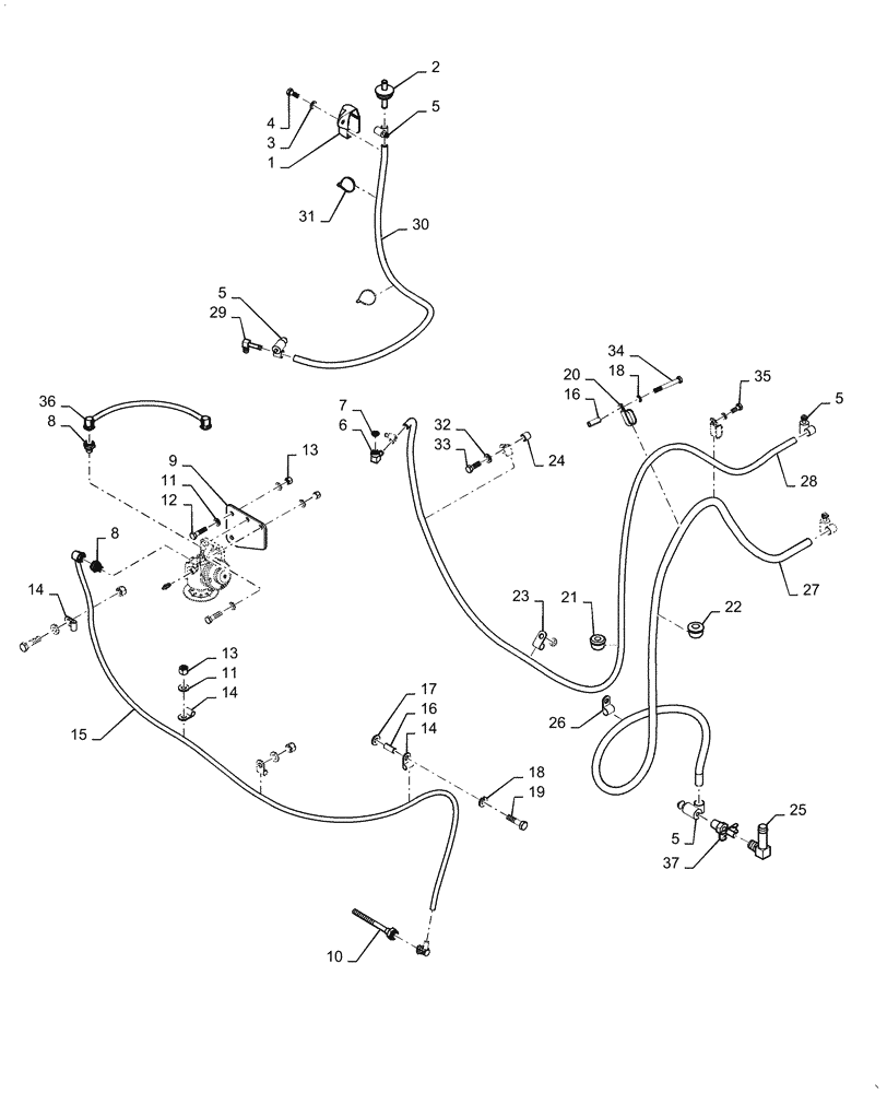 Схема запчастей Case 821F - (10.216.BA) - FUEL LINE INSTALLATION (10) - ENGINE