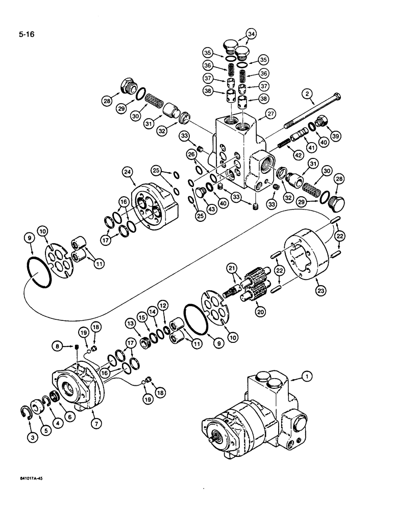 Схема запчастей Case W14B - (5-16) - AUXILIARY STEERING PUMP (05) - STEERING