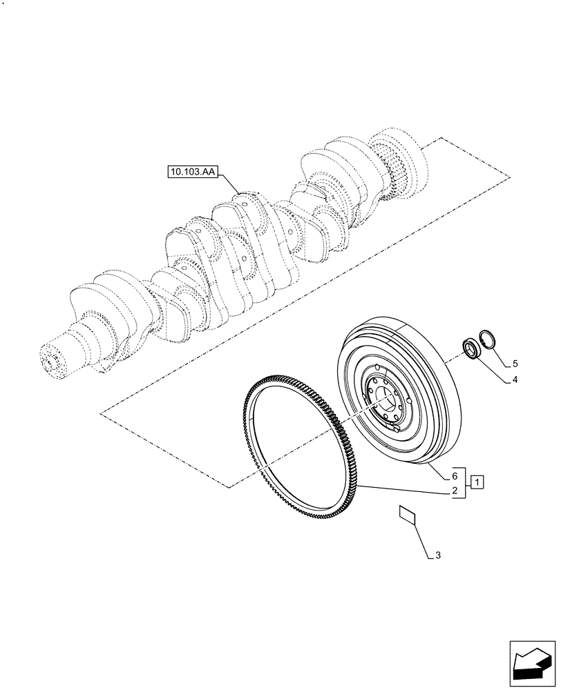 Схема запчастей Case F4HFE613C B004 - (10.103.AH) - ENGINE FLYWHEEL (10) - ENGINE