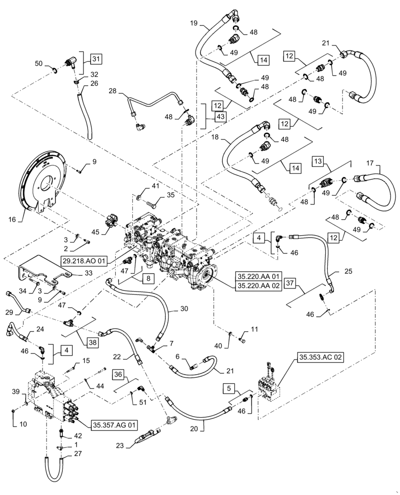 Схема запчастей Case SV300 - (29.204.AB[06]) - HYDROSTATIC PUMP, DRIVE LINES, EH CONTROLS (29) - HYDROSTATIC DRIVE